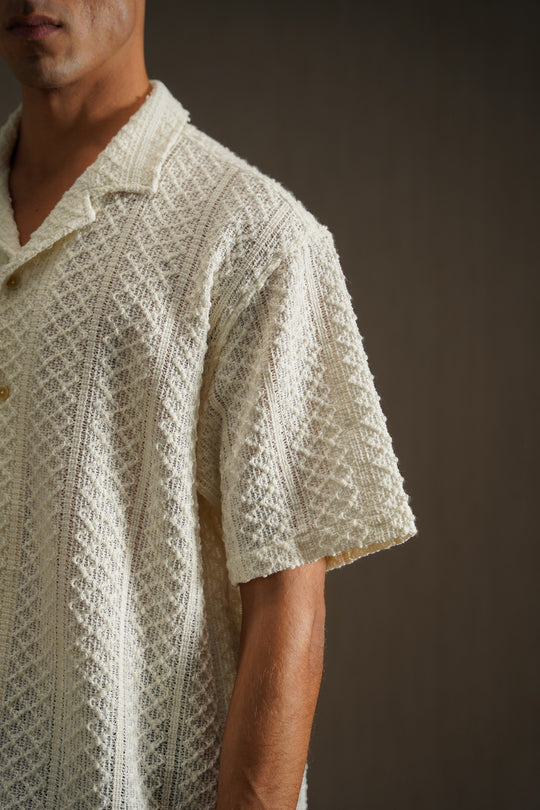 OFF WHITE TEXTURED RESORT SHIRT