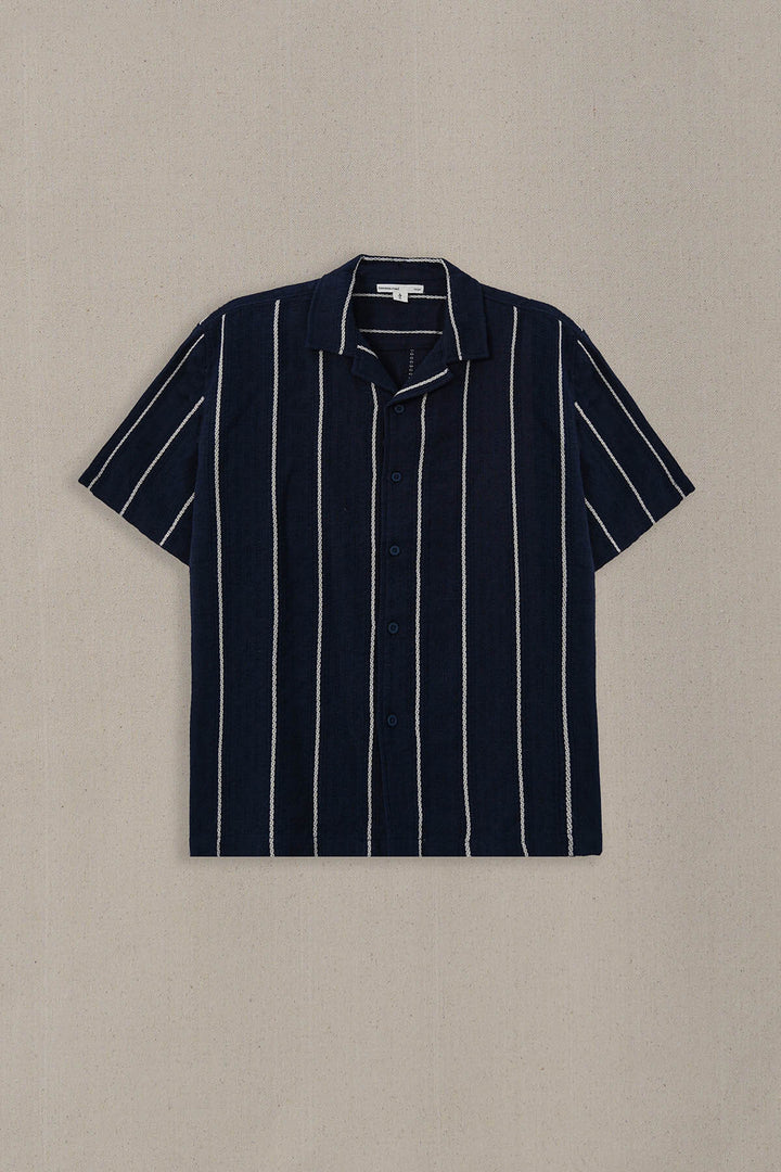 NAVY CONTRAST STRIPE SHIRT