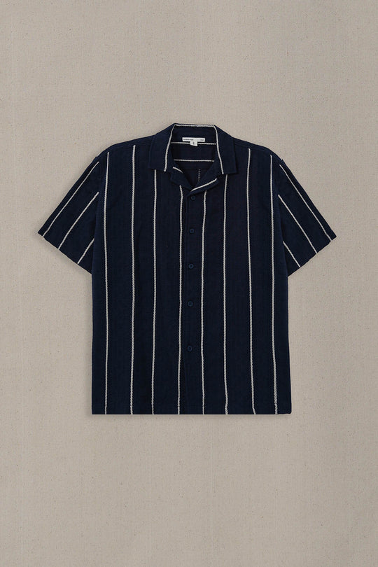 NAVY CONTRAST STRIPE SHIRT
