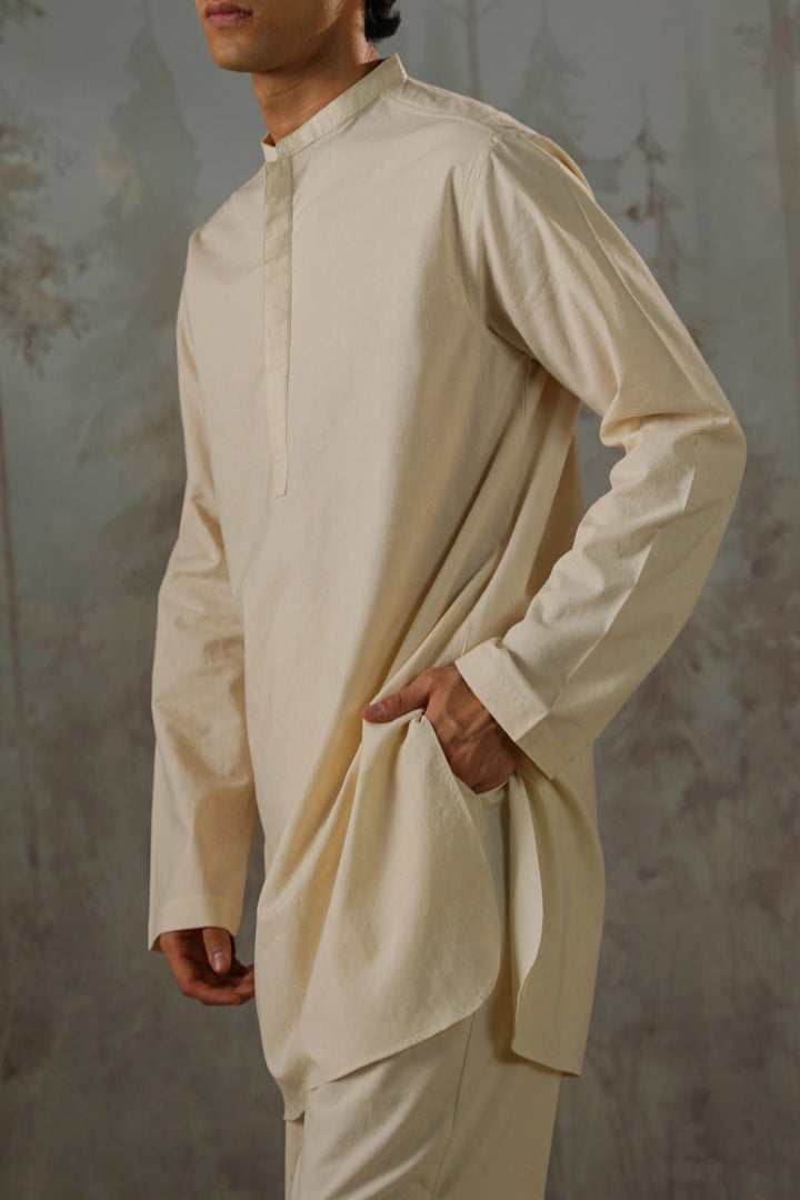 OFF WHITE GEOMETRIC JACQUARD SHORT SHIRT