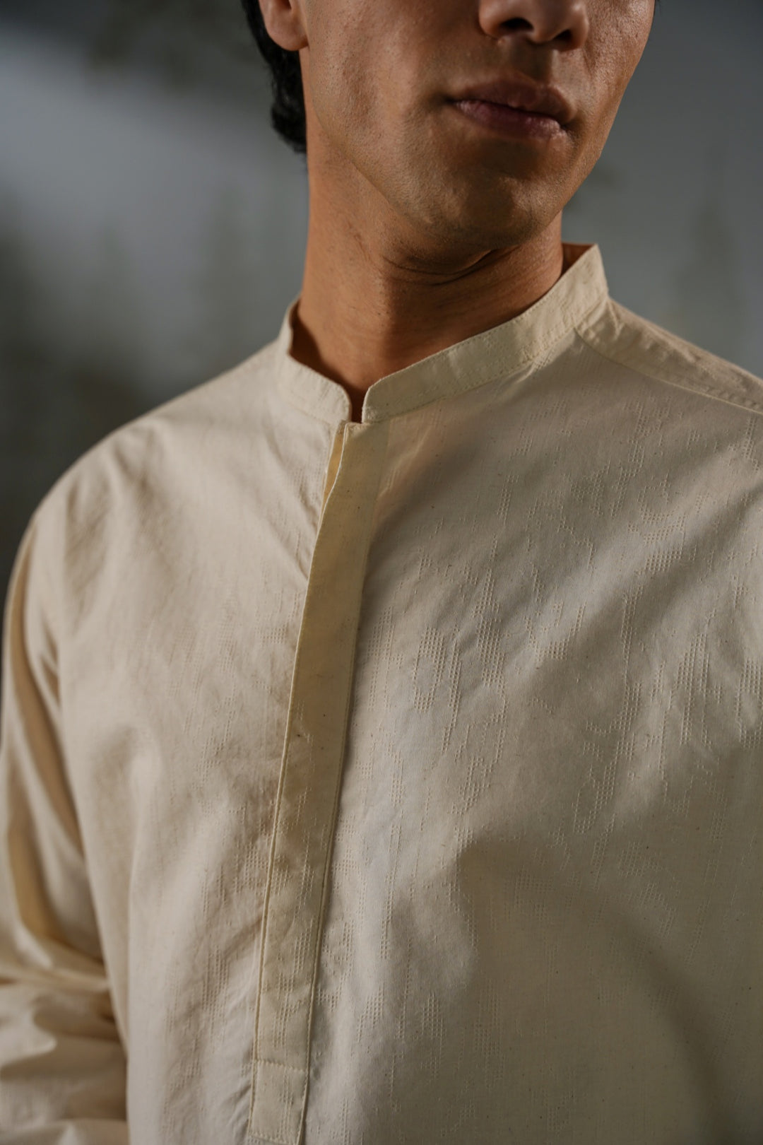 OFF WHITE GEOMETRIC JACQUARD SHORT SHIRT