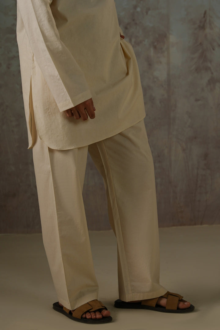 OFF WHITE GEOMETRIC JACQUARD SHORT SHIRT