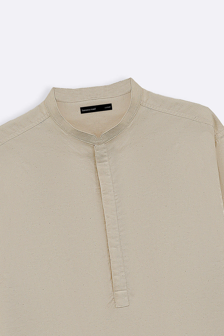 OFF WHITE GEOMETRIC JACQUARD SHORT SHIRT