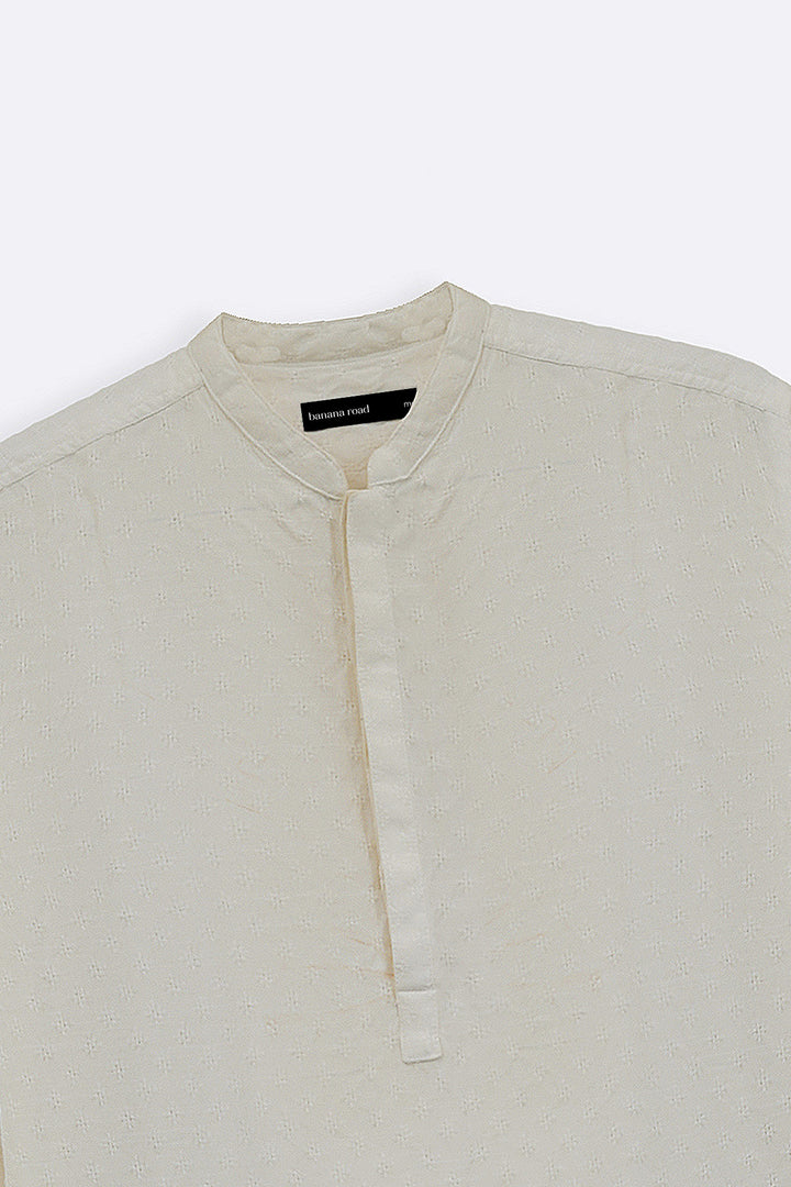 OFF WHITE TEXTURED JACQUARD SHIRT