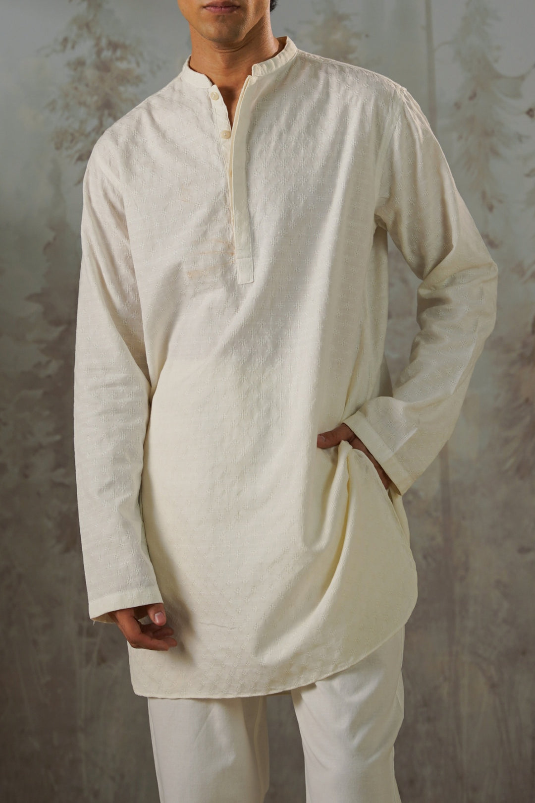 OFF WHITE TEXTURED JACQUARD SHIRT