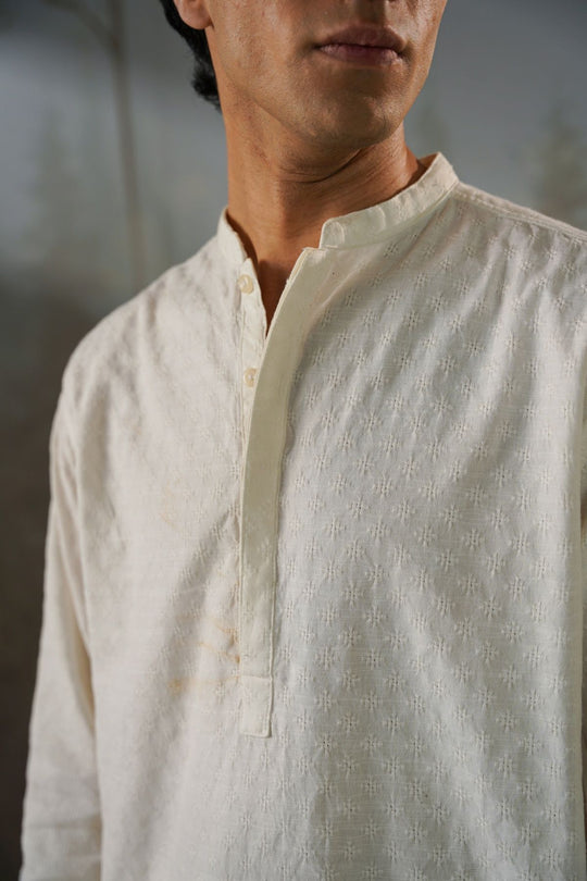 OFF WHITE TEXTURED JACQUARD SHIRT