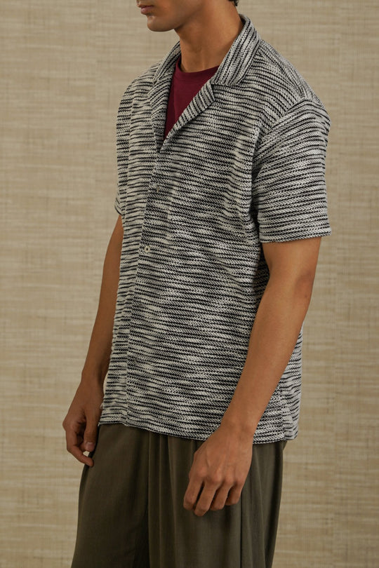 BLACK BOUCLE SAFARI SHIRT