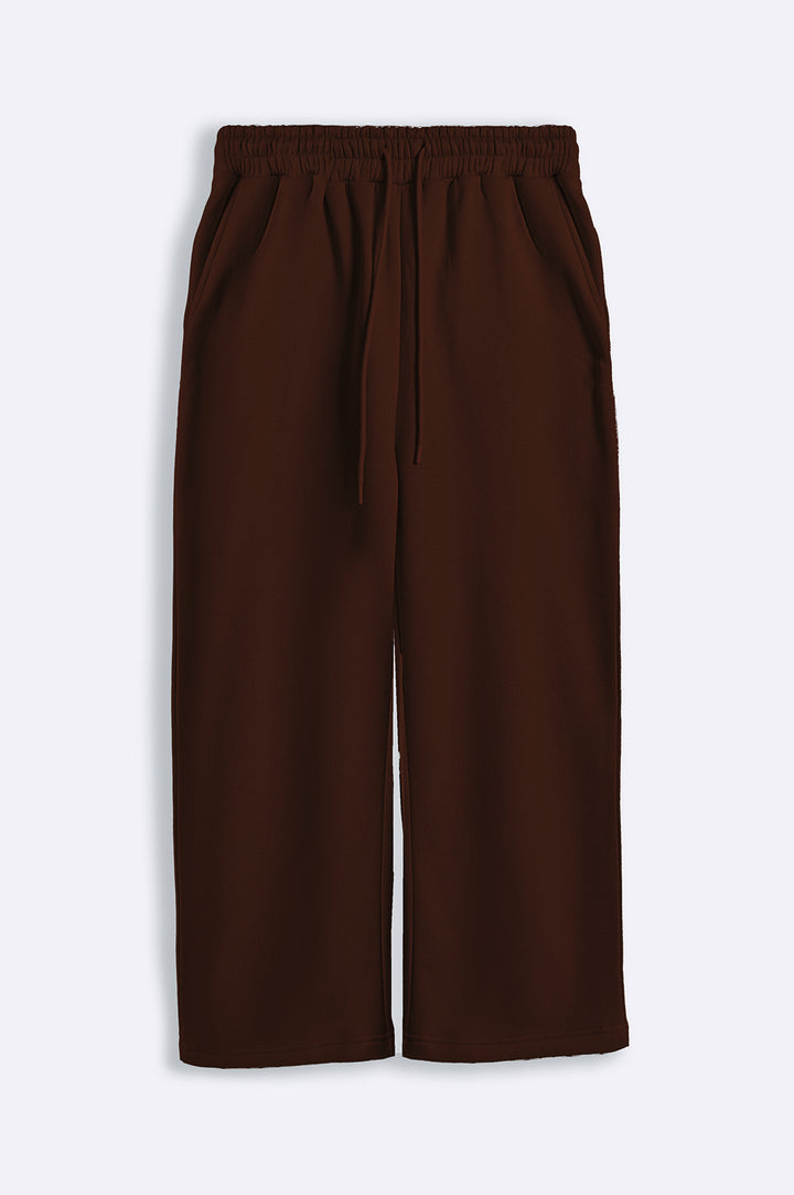 BROWN STRAIGHT PANTS WITH DRAWSTRING