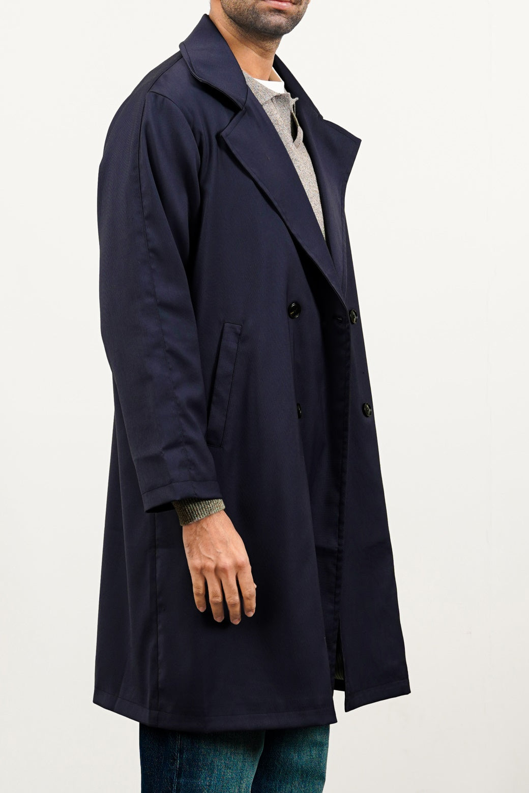 NAVY HOLMES LINED TRENCH COAT