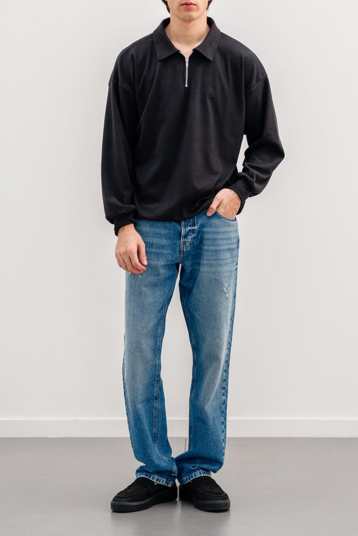 BLACK QUATER ZIP JUMPER