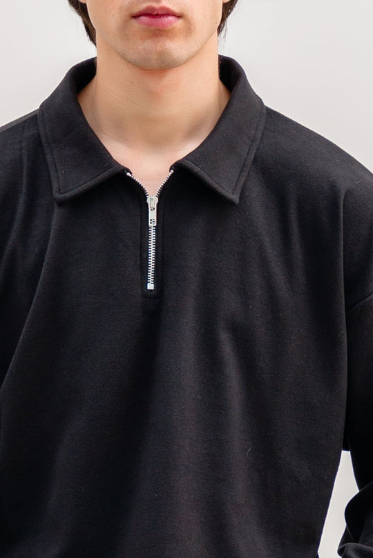 BLACK QUATER ZIP JUMPER