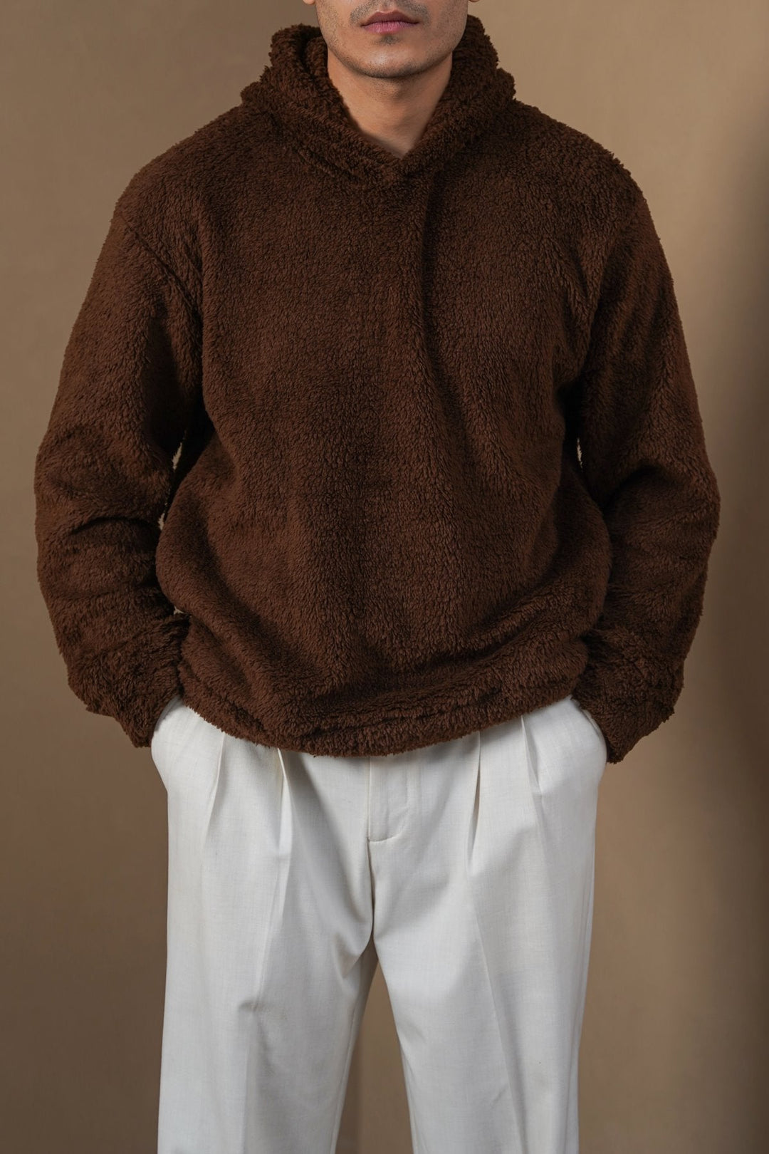 DARK BROWN THE FUR HOODIE