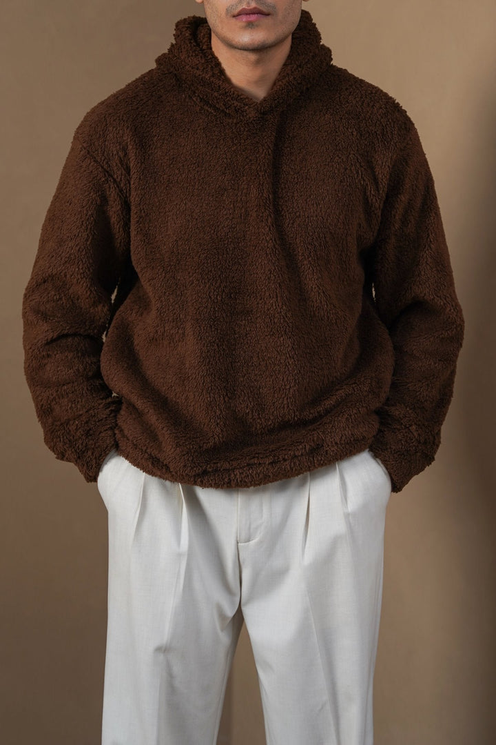DARK BROWN THE FUR HOODIE