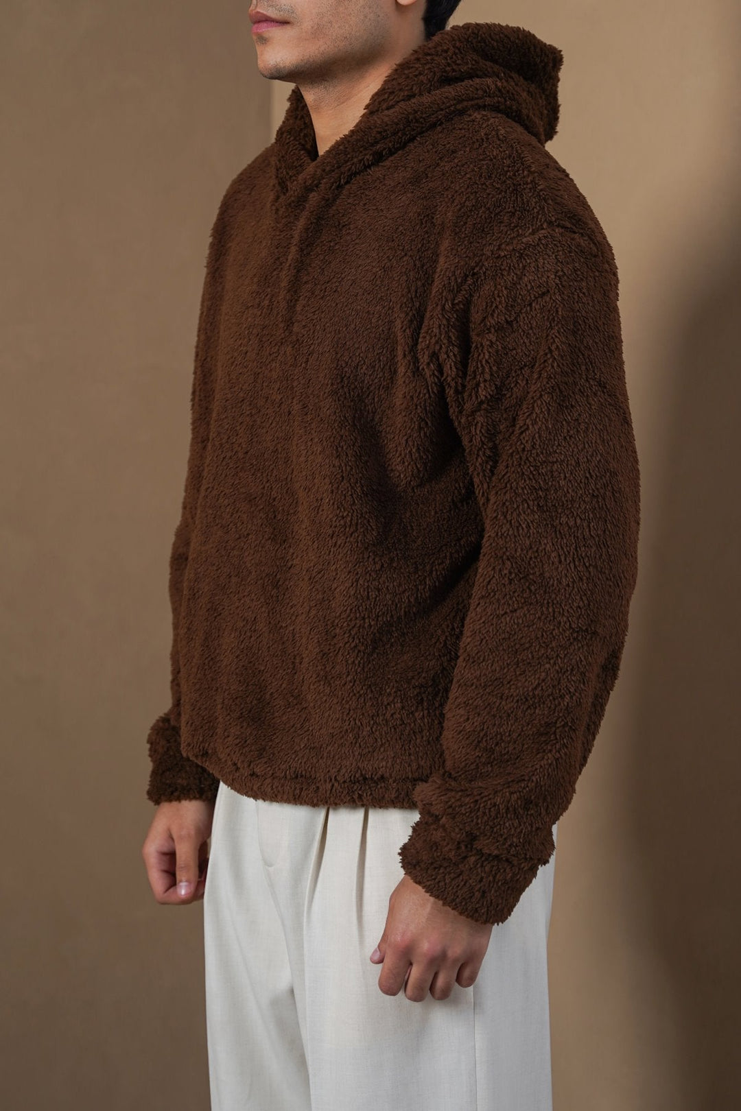 DARK BROWN THE FUR HOODIE