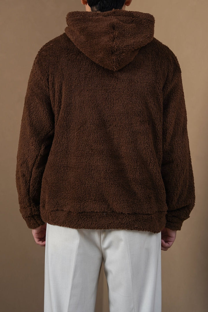 DARK BROWN THE FUR HOODIE