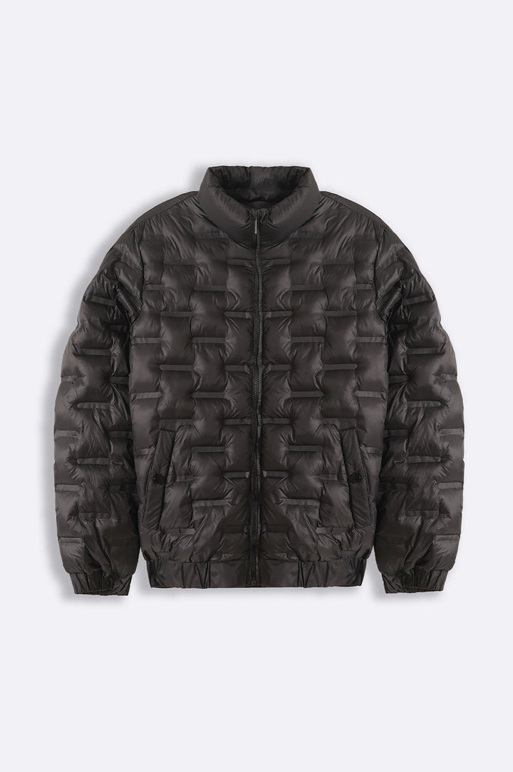 BLACK MATTE PATTERNED PUFFER