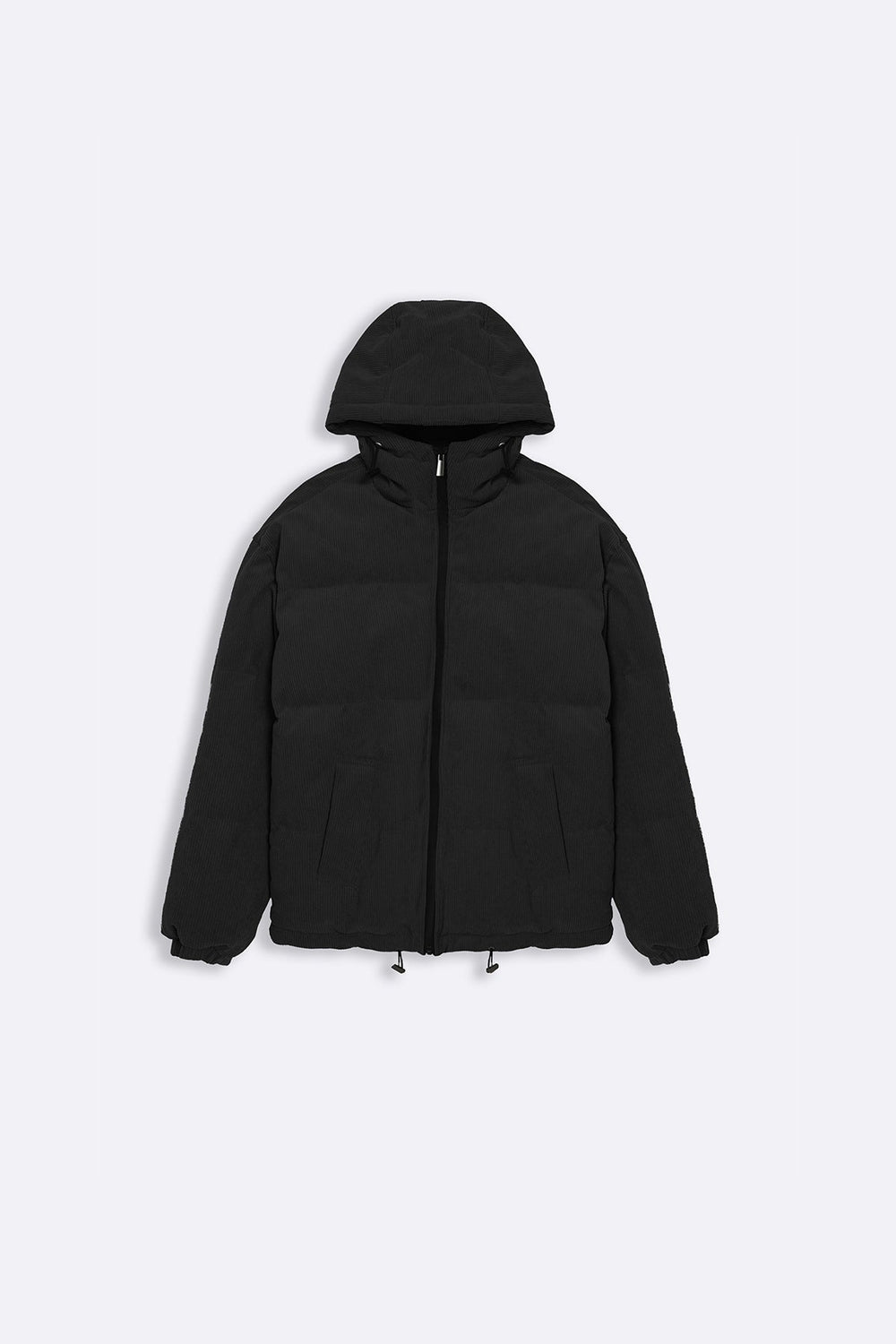 BLACK CORDUROY PUFFER JACKET
