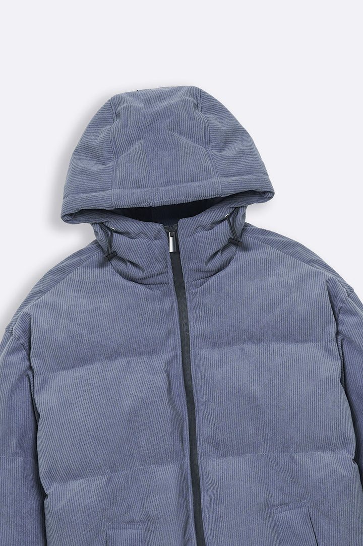 BLUE CORDUROY PUFFER JACKET