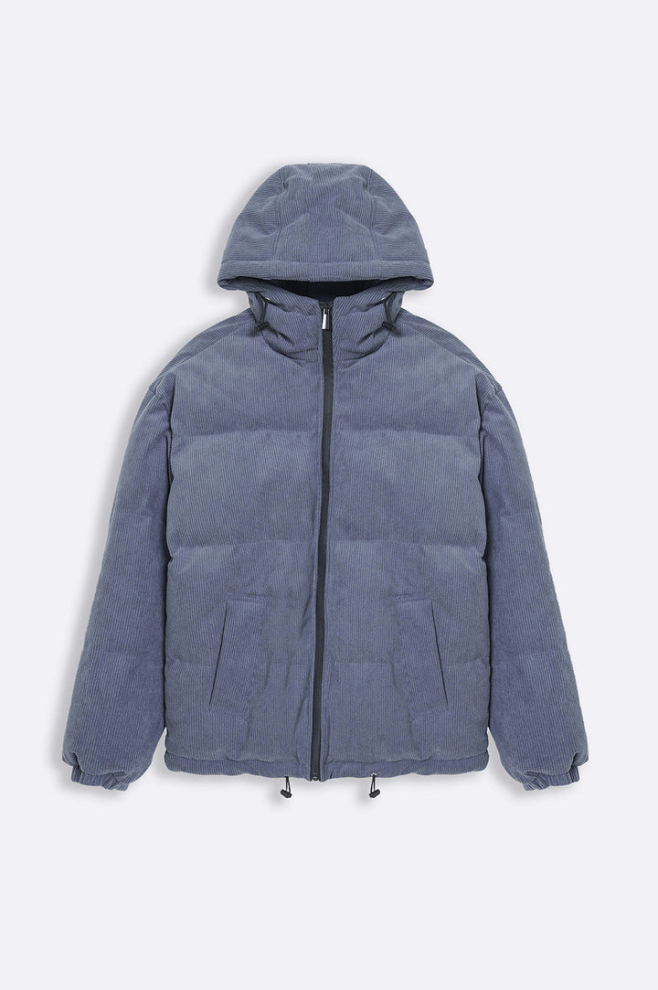 BLUE CORDUROY PUFFER JACKET