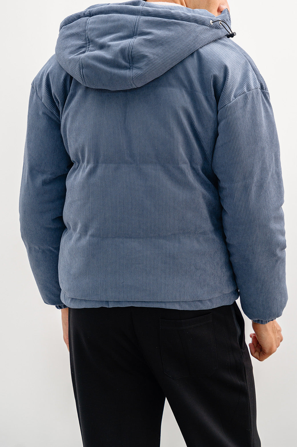 BLUE CORDUROY PUFFER JACKET