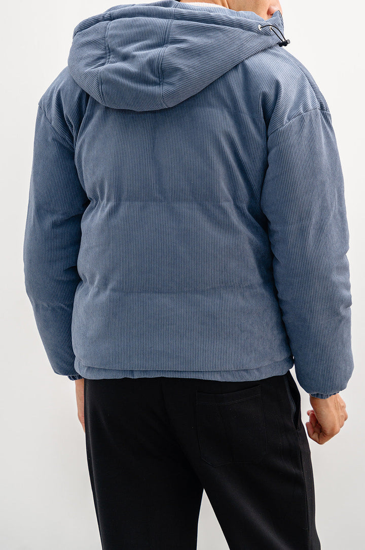 BLUE CORDUROY PUFFER JACKET