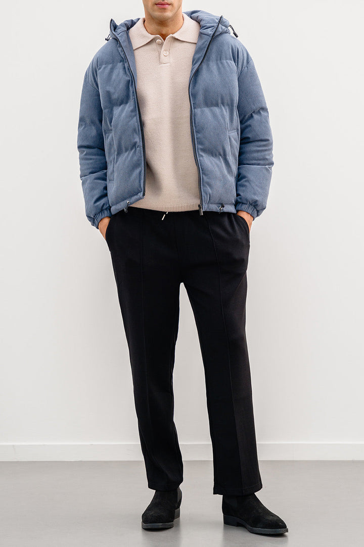 BLUE CORDUROY PUFFER JACKET