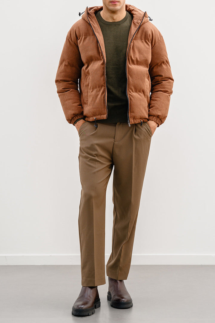 BROWN CORDUROY PUFFER JACKET