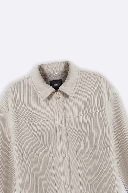 CREAM-FUR-LINED CORDUROY JACKET