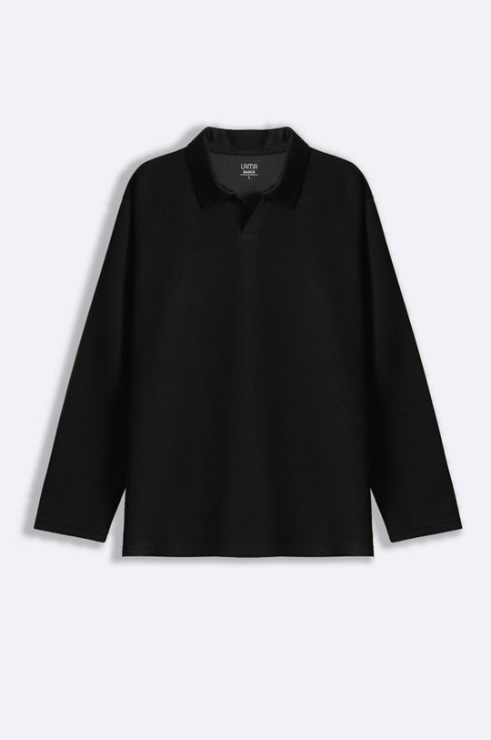 BLACK LONG SLEEVE POLO