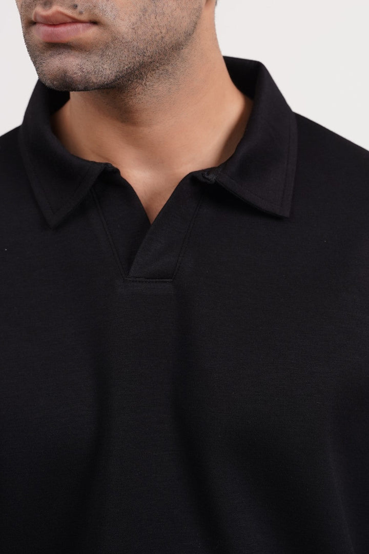 BLACK LONG SLEEVE POLO