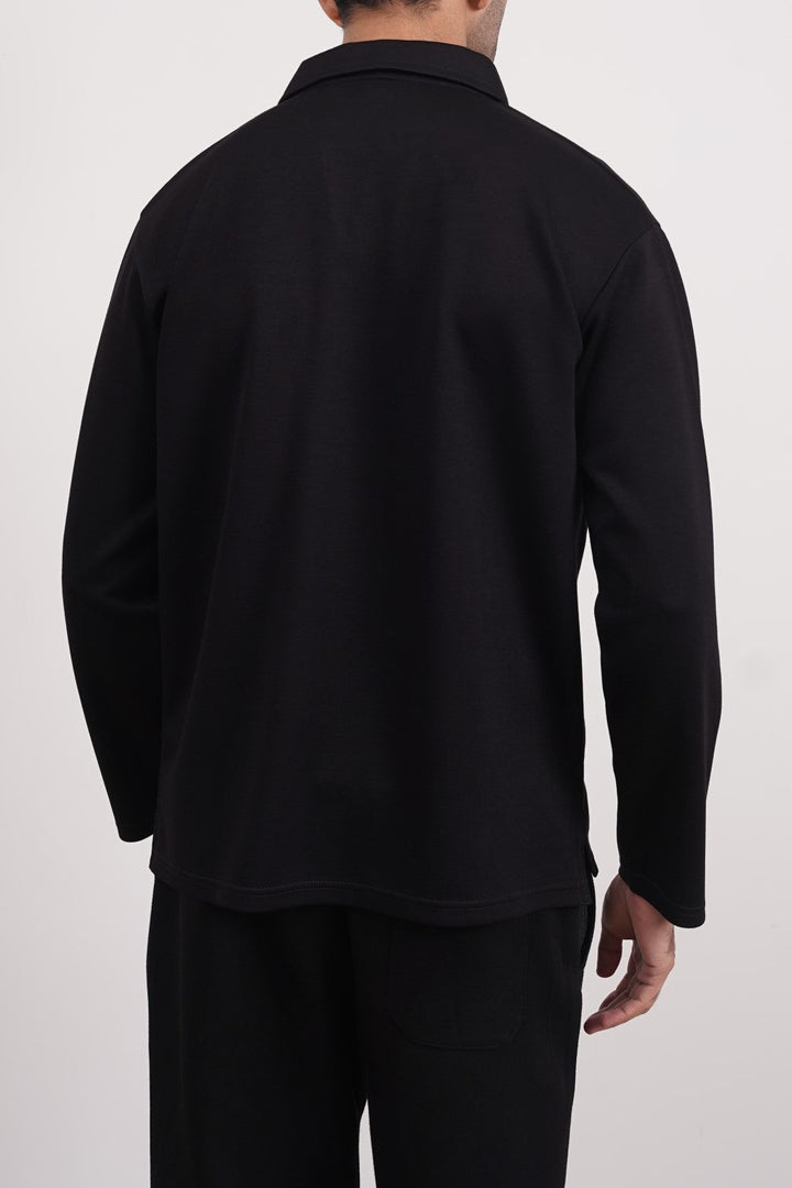 BLACK LONG SLEEVE POLO