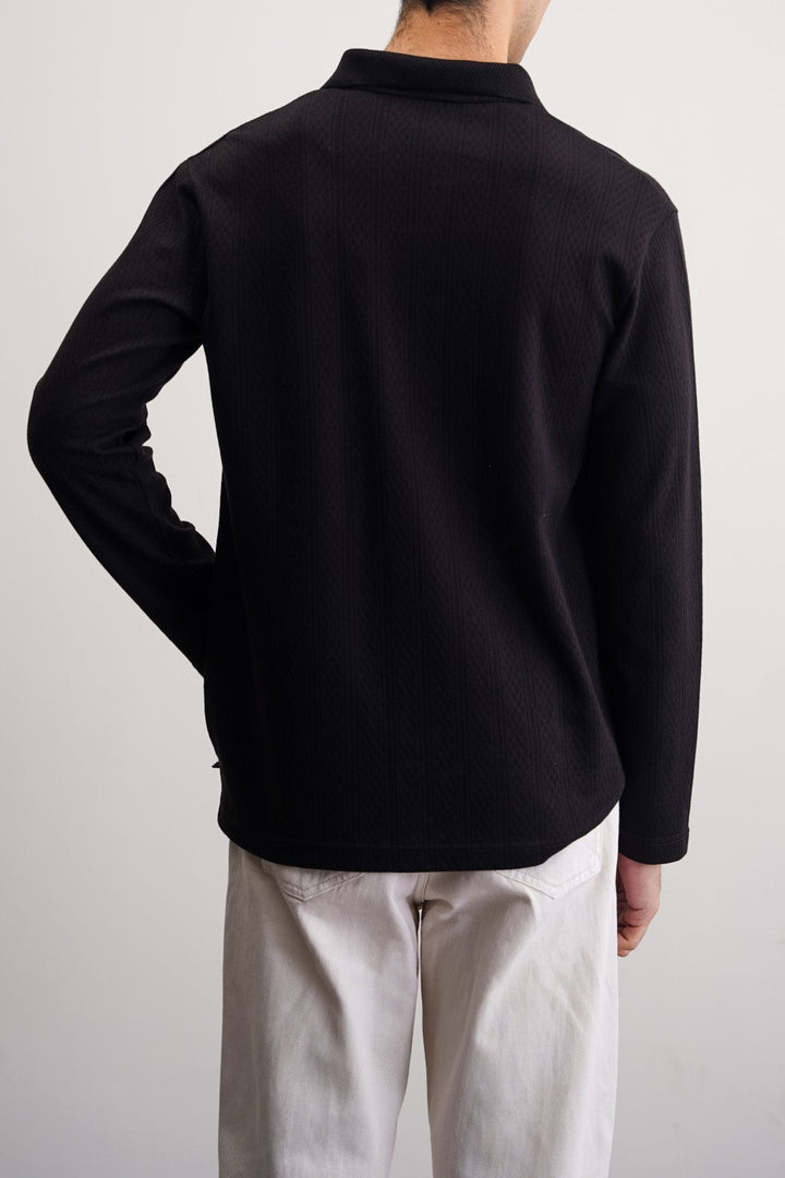 BLACK SOFT JACQUARD POLO