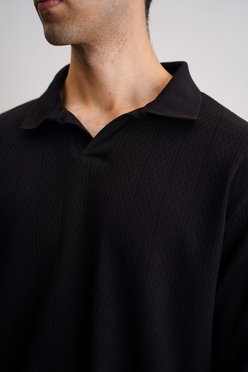 BLACK SOFT JACQUARD POLO