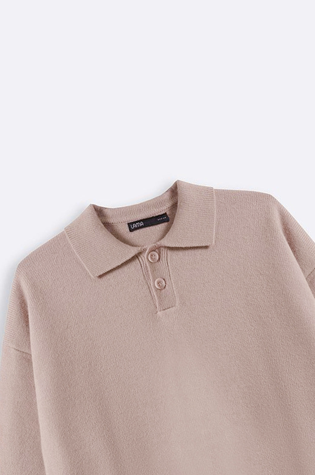 BEIGE KNIT POLO SWEATER