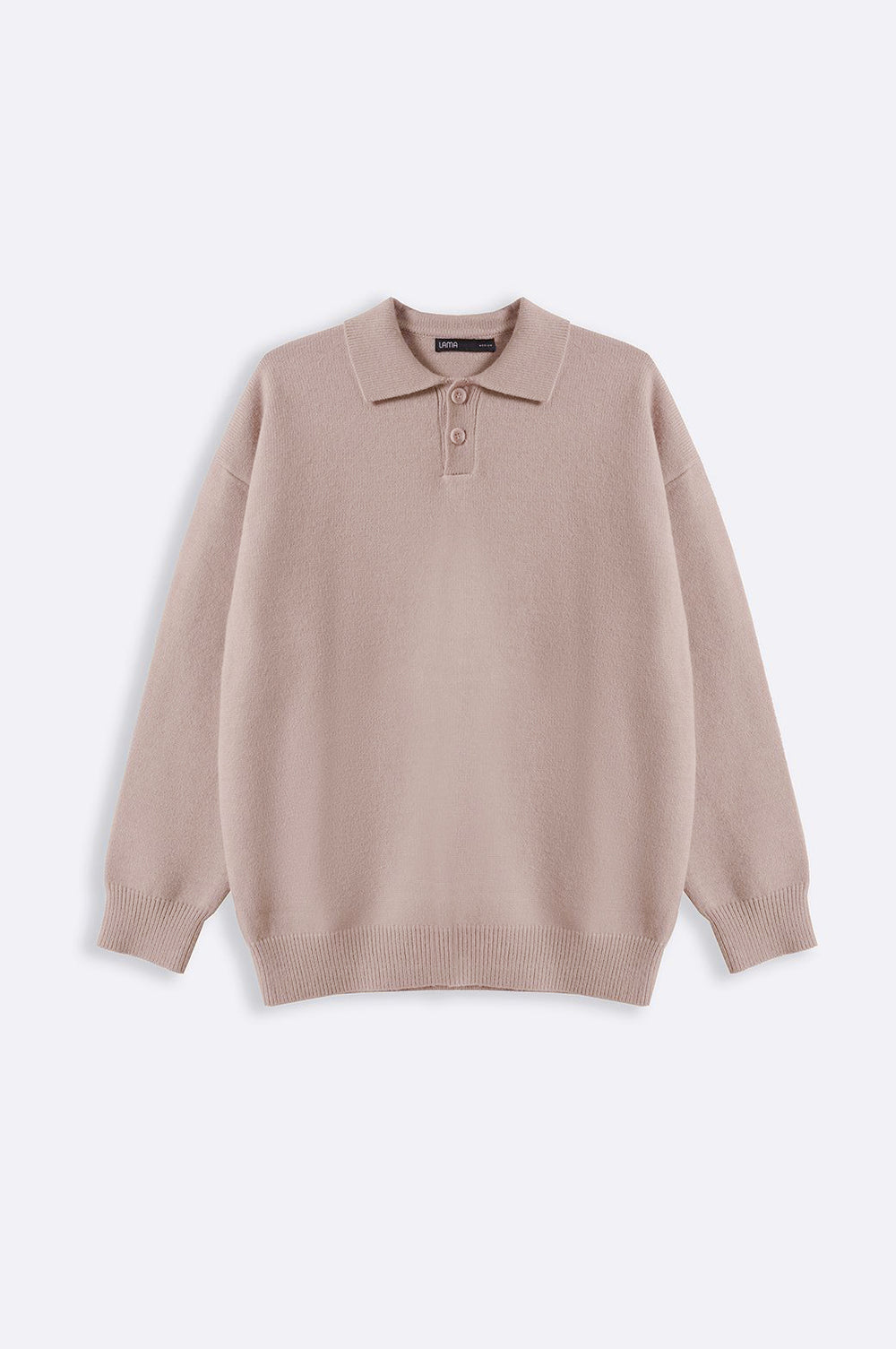 BEIGE KNIT POLO SWEATER
