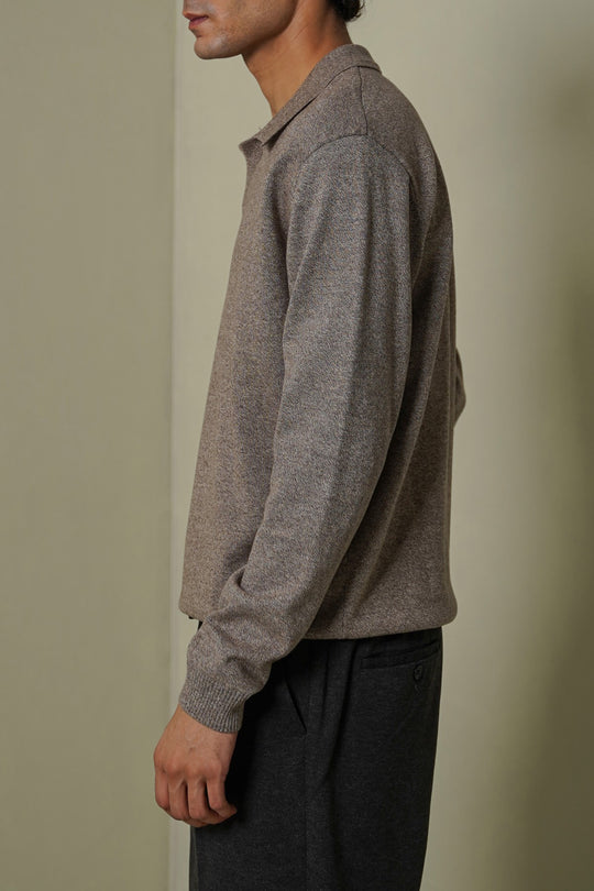 BEIGE SOFT KNITTED POLO JUMPER