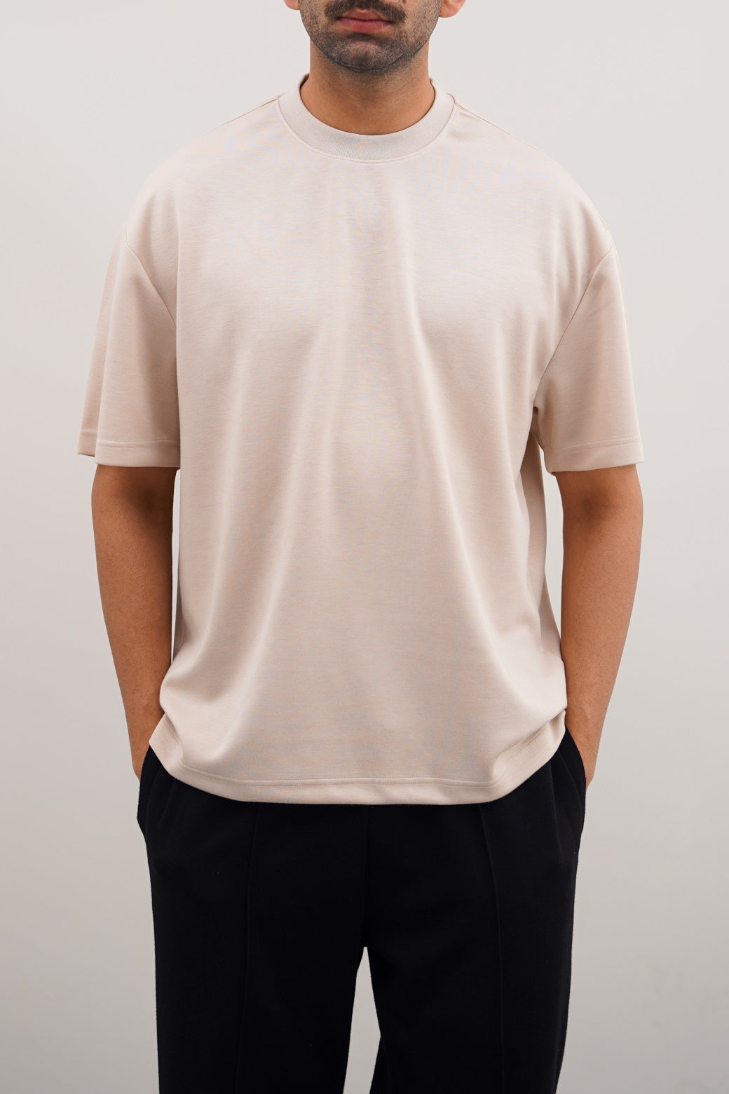 BEIGE SOFT SCUBA T-SHIRT