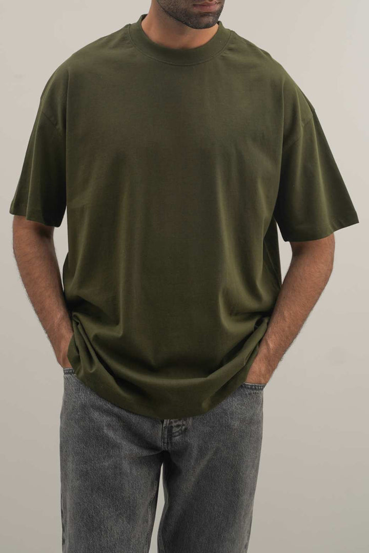 DARK OLIVE ALL-COTTON CREW TEE