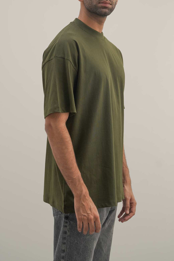 DARK OLIVE ALL-COTTON CREW TEE