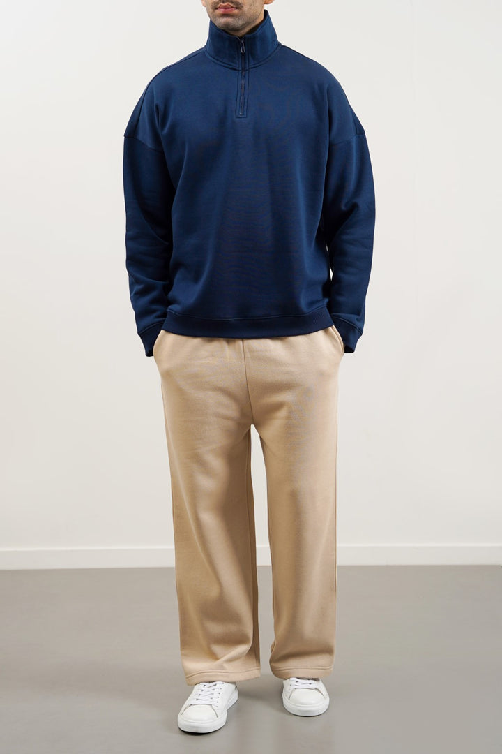 NAVY QUARTER ZIP SWEATSHIRT