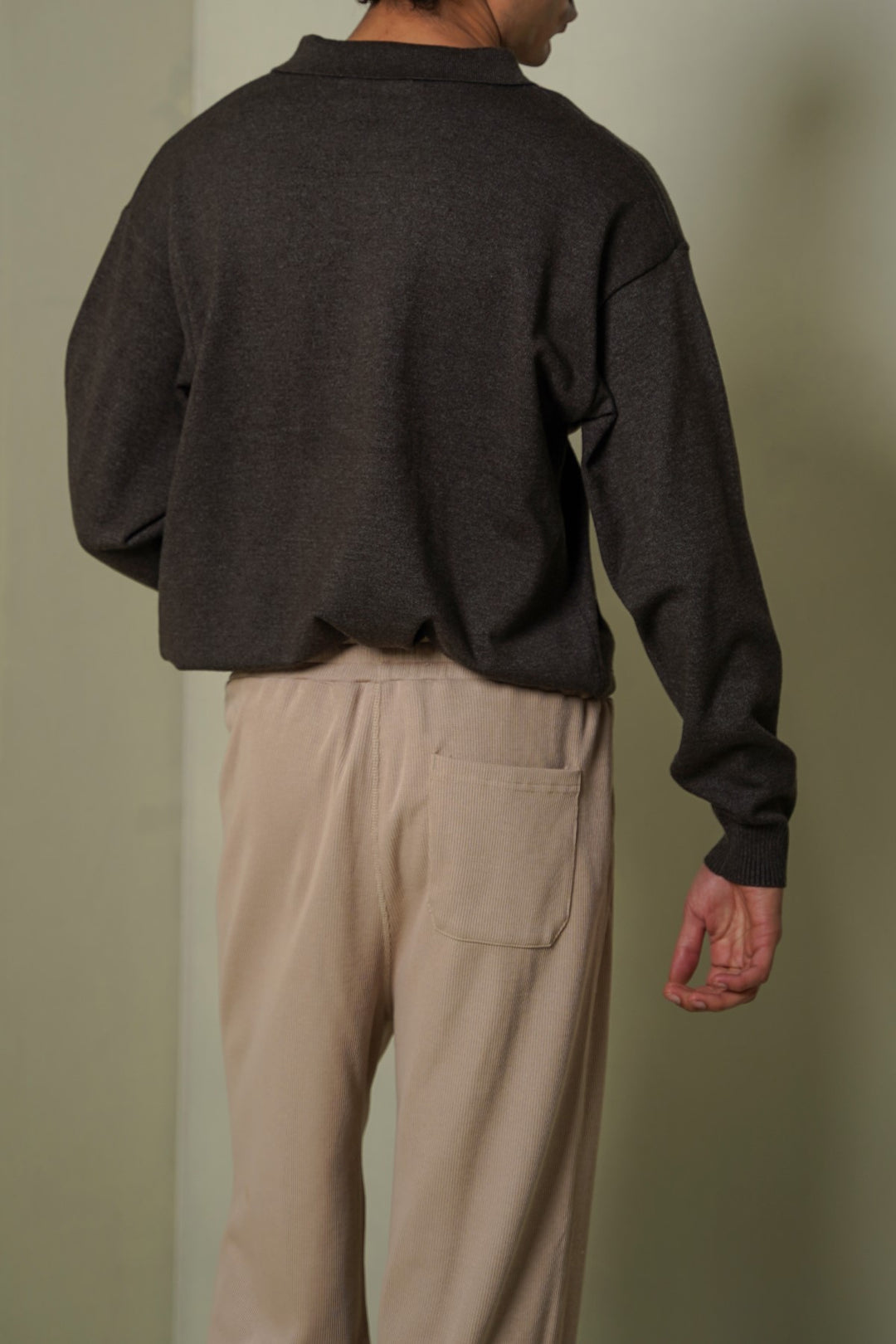 BEIGE KNITTED LOOSE PANTS
