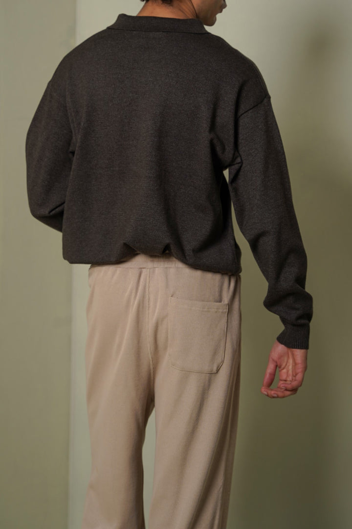BEIGE KNITTED LOOSE PANTS