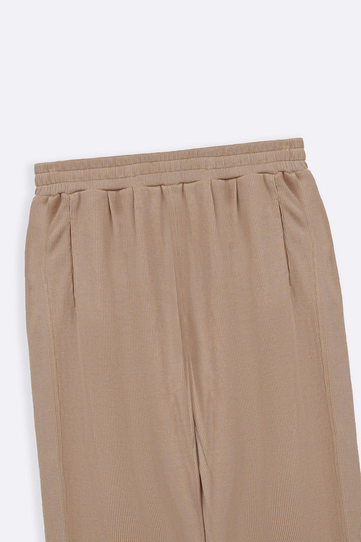 BEIGE KNITTED LOOSE PANTS
