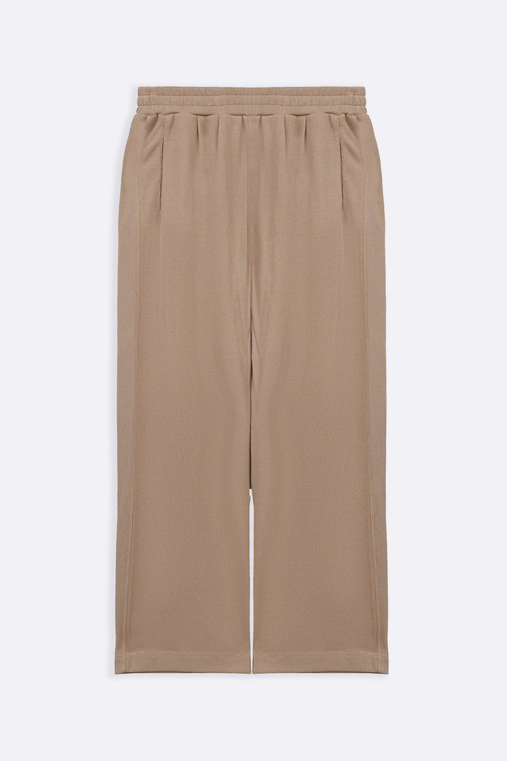 BEIGE KNITTED LOOSE PANTS