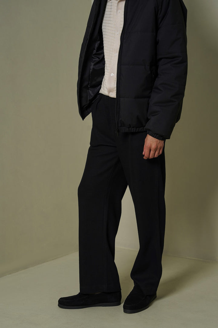 BLACK KNITTED LOOSE PANTS