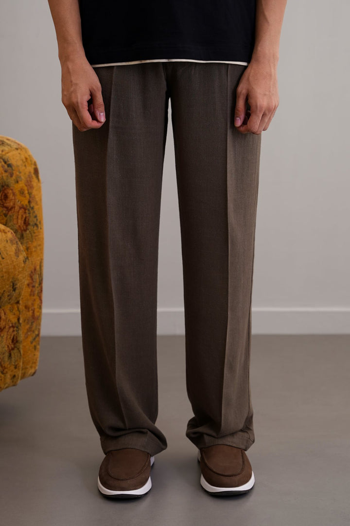 MOUSE GREY HEAVY LINEN PANTS