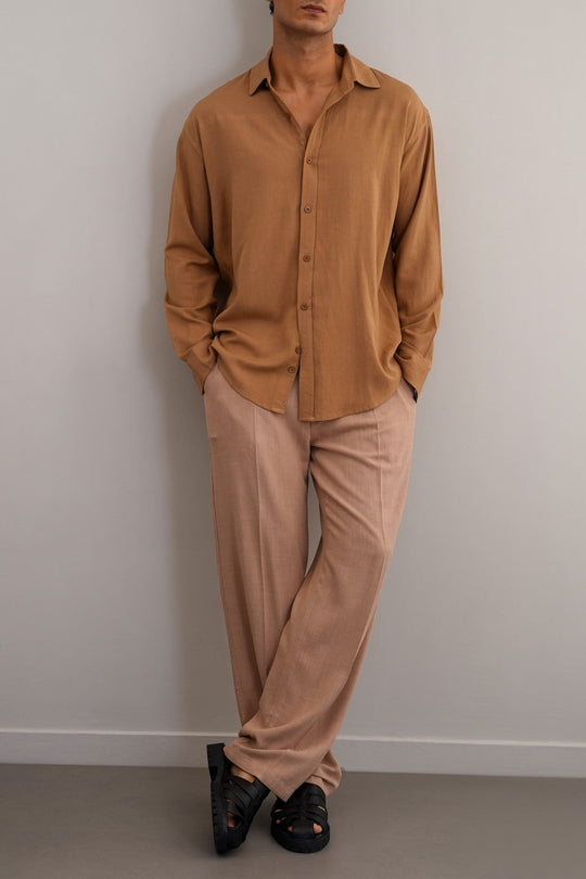 TAUPE HEAVY LINEN PANTS
