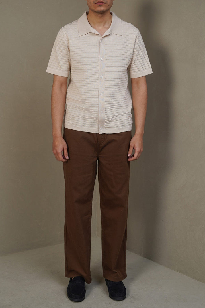BROWN RELAXED TWILL PANTS