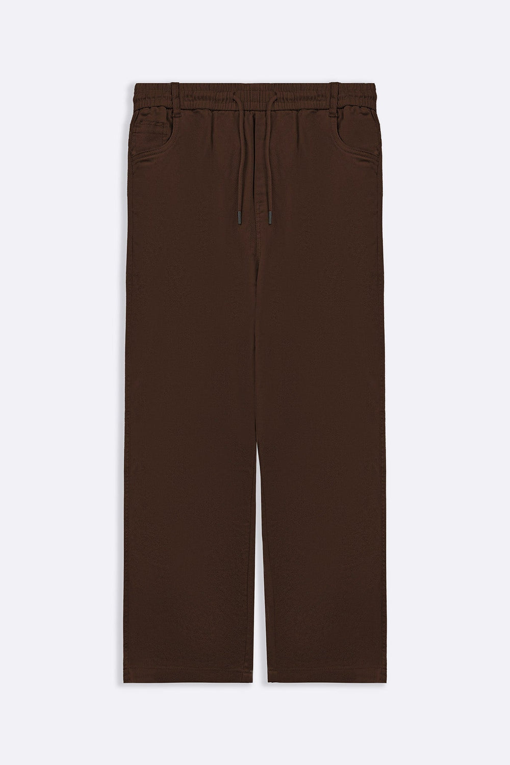 BROWN RELAXED TWILL PANTS