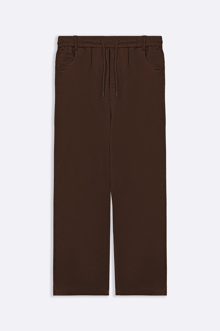BROWN RELAXED TWILL PANTS
